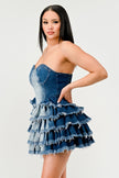 DENIM DELIGHT TIERED RUFFLE DRESS Wäre Rare Fashion