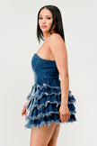 DENIM DELIGHT TIERED RUFFLE DRESS Wäre Rare Fashion