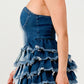 DENIM DELIGHT TIERED RUFFLE DRESS Wäre Rare Fashion