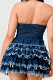 DENIM DELIGHT TIERED RUFFLE DRESS Wäre Rare Fashion