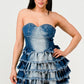 DENIM DELIGHT TIERED RUFFLE DRESS Wäre Rare Fashion