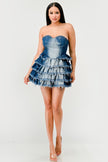 DENIM DELIGHT TIERED RUFFLE DRESS Wäre Rare Fashion