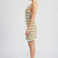 STRIPED CROCHET MINI DRESS WTIH HALTER NECK Emory Park