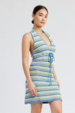 STRIPED CROCHET MINI DRESS WTIH HALTER NECK Emory Park