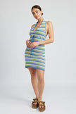 STRIPED CROCHET MINI DRESS WTIH HALTER NECK Emory Park