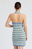 STRIPED CROCHET MINI DRESS WTIH HALTER NECK Emory Park