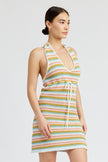 STRIPED CROCHET MINI DRESS WTIH HALTER NECK Emory Park