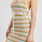 STRIPED CROCHET MINI DRESS WTIH HALTER NECK Emory Park