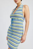 STRIPED CROCHET MINI DRESS WTIH HALTER NECK Emory Park