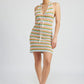 STRIPED CROCHET MINI DRESS WTIH HALTER NECK Emory Park