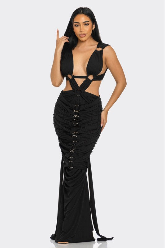 SAHARA MYSTIQUE PLEATED GOWN