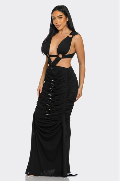 SAHARA MYSTIQUE PLEATED GOWN