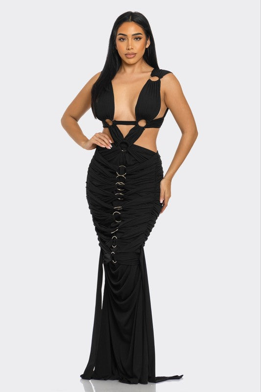 SAHARA MYSTIQUE PLEATED GOWN