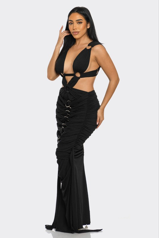 SAHARA MYSTIQUE PLEATED GOWN