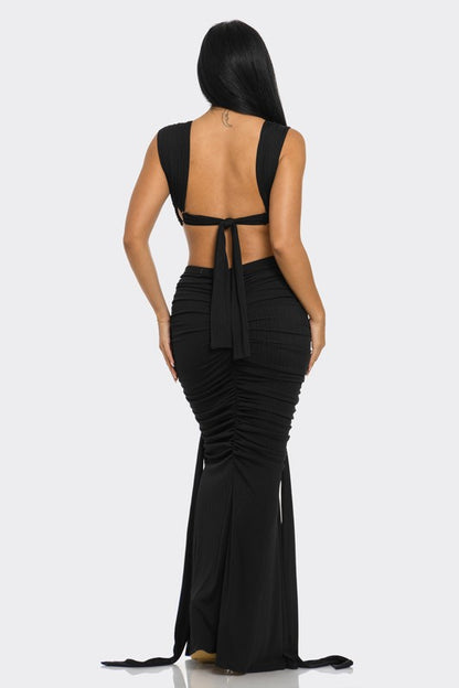 SAHARA MYSTIQUE PLEATED GOWN