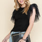 RIBBED RUFFLE DOT TULLE TOP EG fashion