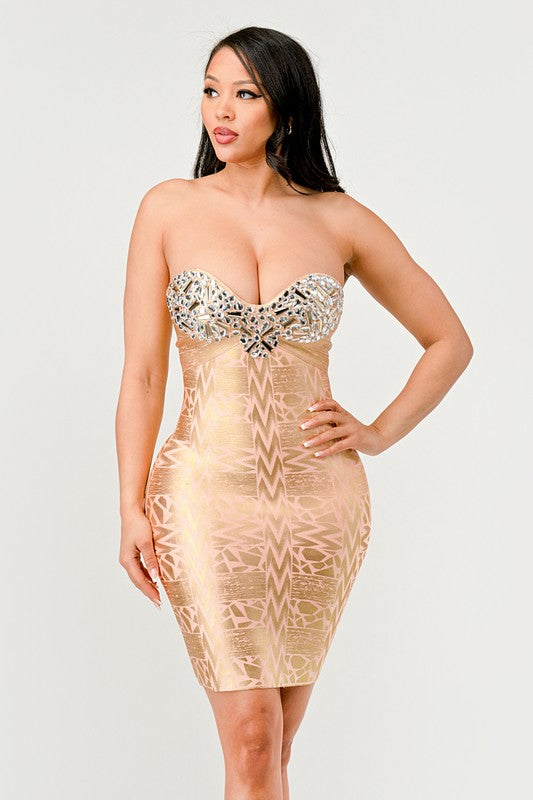GILDED GLAMOUR STRAPLESS DRESS Wäre Rare Fashion