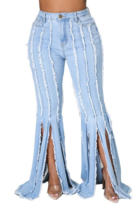 SPLIT AND FLARE JEANS