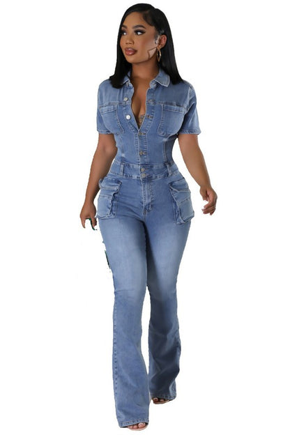 WOMEN DENIM SEXY JUMPSUIT