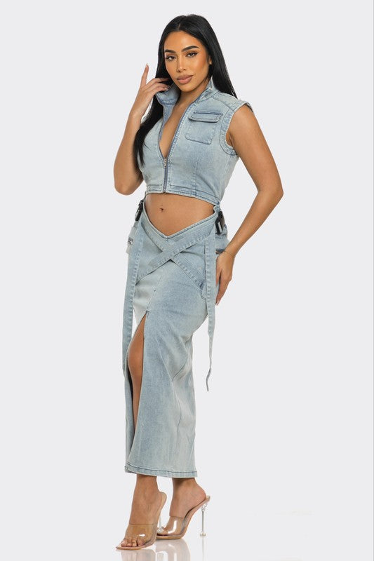 DENIM CO-ORD SKIRT SET