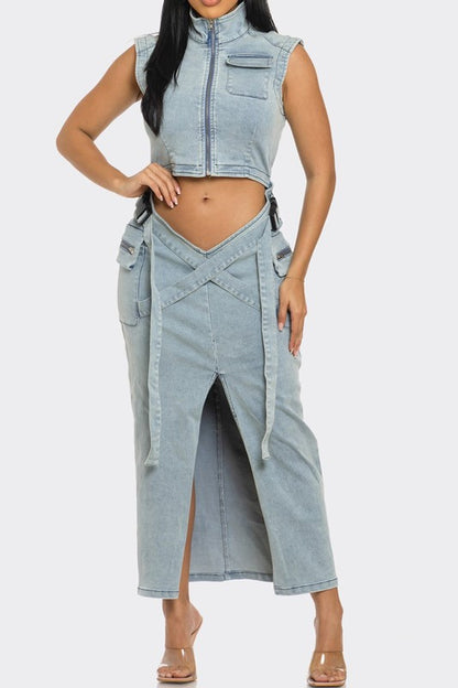 DENIM CO-ORD SKIRT SET