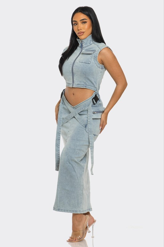 DENIM CO-ORD SKIRT SET