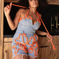 Playful Distressed Denim Romper with Orange Rope Wäre Rare Trend