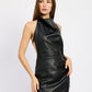 HALTER NECK LEATHER MINI DRESS Emory Park