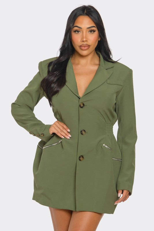 TAILORED UTILITY BLAZER DRESS