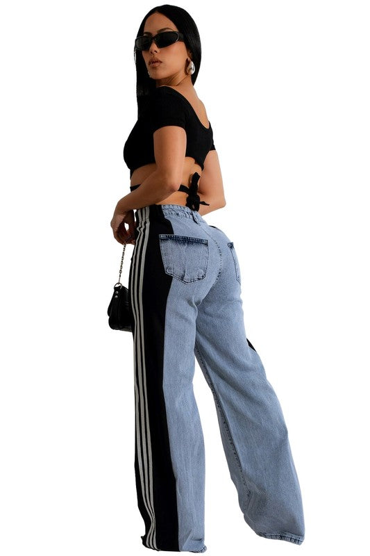 CASUAL TRACK STYLE DENIM PANTS