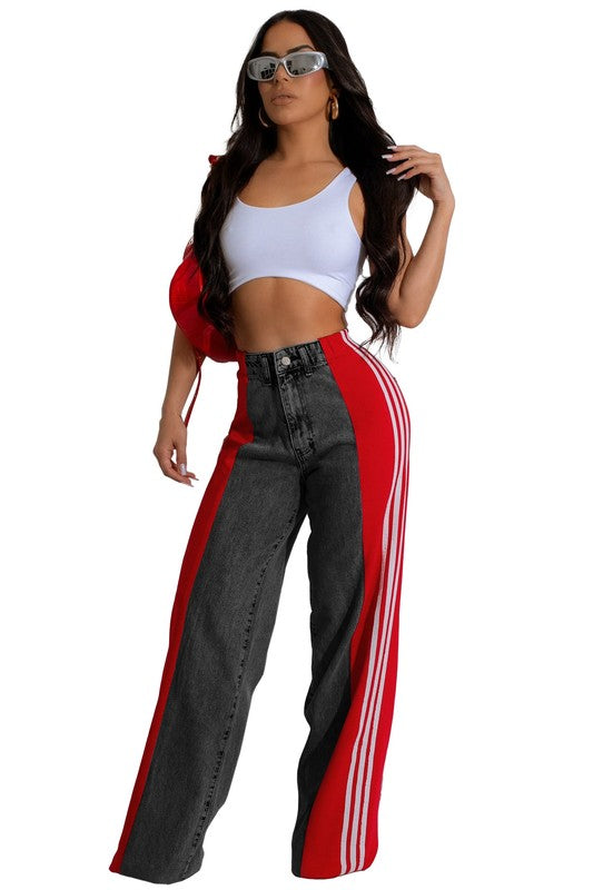 CASUAL TRACK STYLE DENIM PANTS