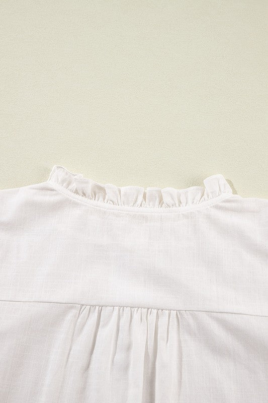 Women Floral Embroidered Bracelet Sleeve Shirt YNIQUE