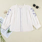Women Floral Embroidered Bracelet Sleeve Shirt YNIQUE