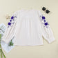 Women Floral Embroidered Bracelet Sleeve Shirt YNIQUE