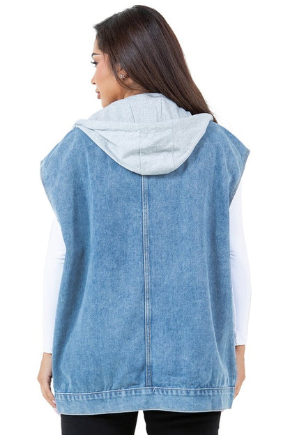 HOODED DENIM VEST