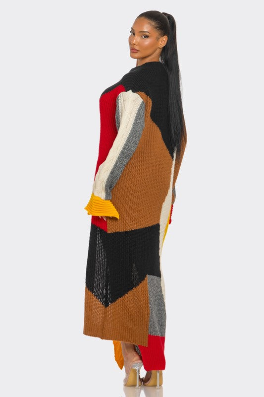 Color-Block Cable Knit Maxi Dress Athina