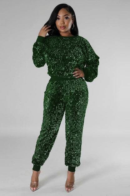 SEQUIN TWO PIECE PANT SET