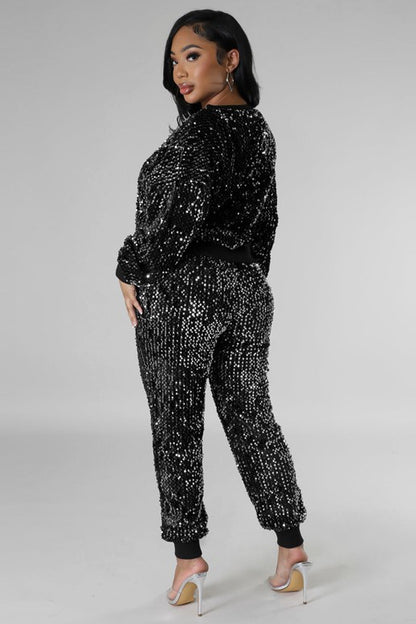 SEQUIN TWO PIECE PANT SET