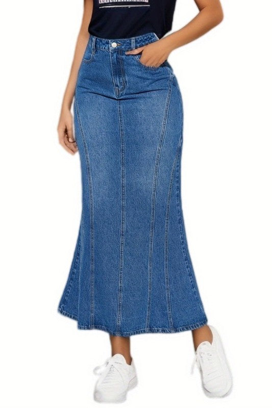 FASHION DENIM MAXI SKIRTS Wäre Rare Fashion