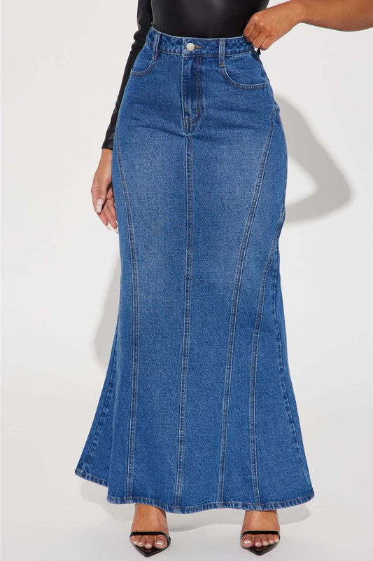 FASHION DENIM MAXI SKIRTS Wäre Rare Fashion