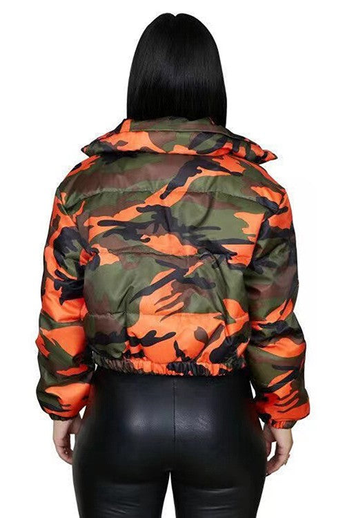 FIRE ORANGE CAMO PUFFER JACKET Wäre Rare Fashion