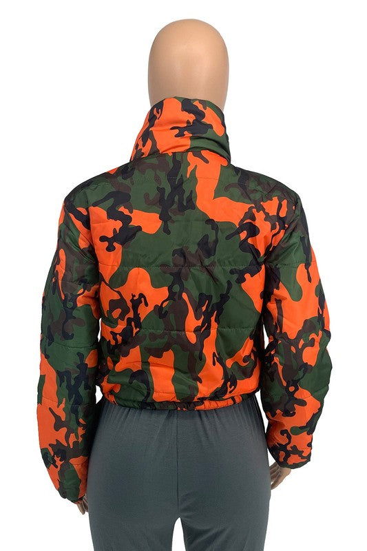 FIRE ORANGE CAMO PUFFER JACKET Wäre Rare Fashion