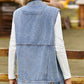 Sleeveless Collared Neck Denim Top with Pockets Wäre Rare Trend