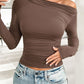 Devine Ruched One Shoulder Long Sleeve T-Shirt Wäre Rare Trend