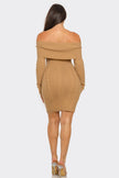 Off Shoulder Styling Fold Over Trim Sweater Dress Blaire Shops