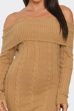Off Shoulder Styling Fold Over Trim Sweater Dress Blaire Shops