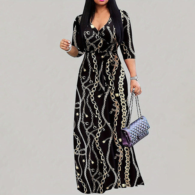Wavy Print Maxi Dress YNIQUE