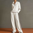 Women's Half-Zip Striped Sweatshirt & Wide-Leg Pants Set MERIDGE