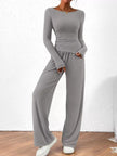 Long Sleeve Top and Wide Leg Pants Set Simply Love