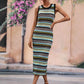 Striped Round Neck Sleeveless Midi Cover Up Dress Trendsi